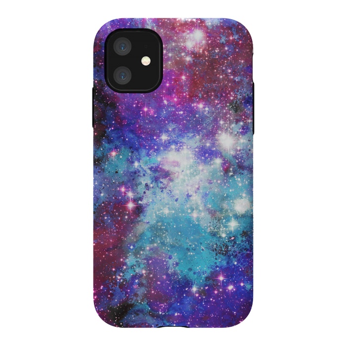 iPhone 11 StrongFit Blue purple galaxy space night stars by Oana 