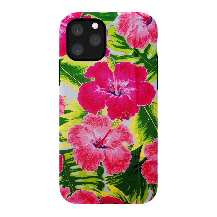 iPhone 11 Pro StrongFit Hibiscus Exotic Floral Pattern by BluedarkArt