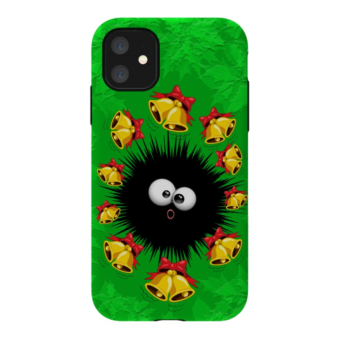 iPhone 11 StrongFit Fuzzy Funny Christmas Sea Urchin Character by BluedarkArt