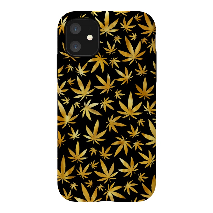 iPhone 11 StrongFit Weed Pattern - Black and Yellow by Art Design Works