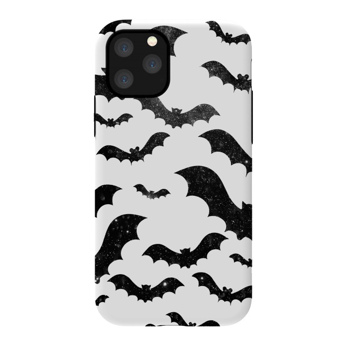 iPhone 11 Pro StrongFit Black starry night sky bats - Halloween by Oana 