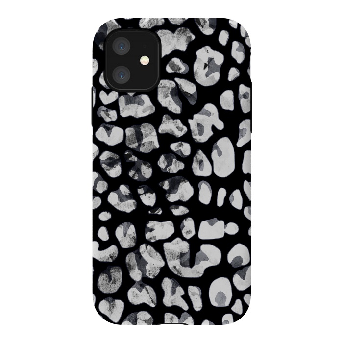 iPhone 11 StrongFit Black and white animal print leopard spots by Oana 