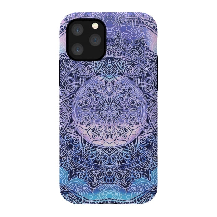 iPhone 11 Pro StrongFit Purple blue ethnic gradient mandala flowers by Oana 