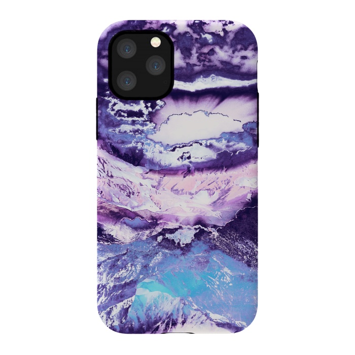 iPhone 11 Pro StrongFit Purple blue sunset mountain landscape art by Oana 