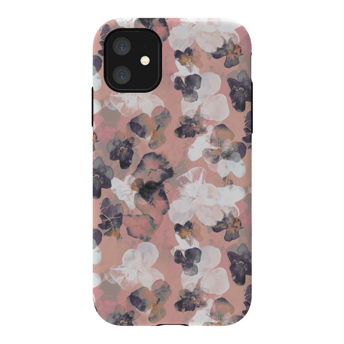 iPhone 11 StrongFit White pink transparent pansy petals painting by Oana 