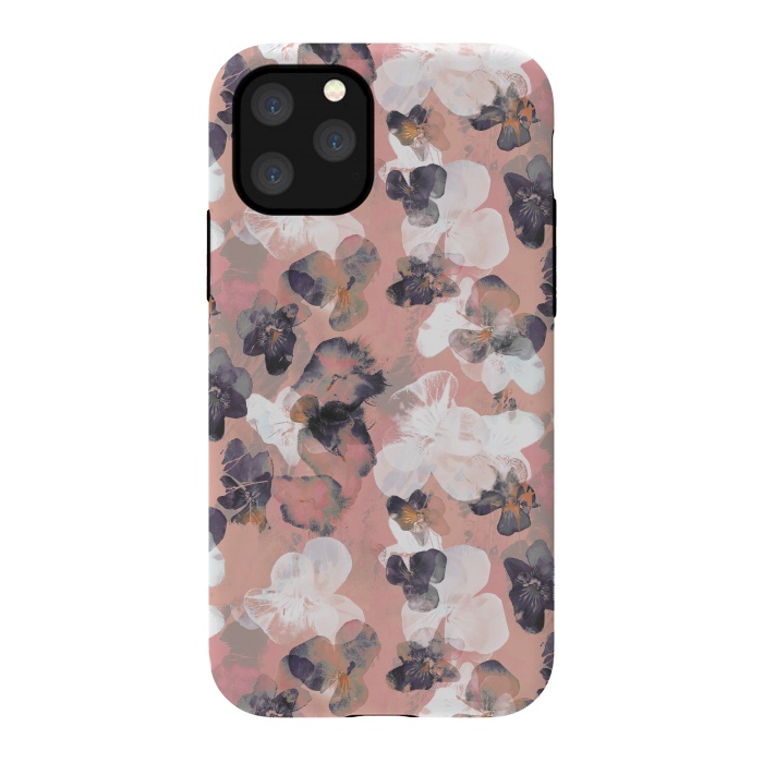 iPhone 11 Pro StrongFit White pink transparent pansy petals painting by Oana 