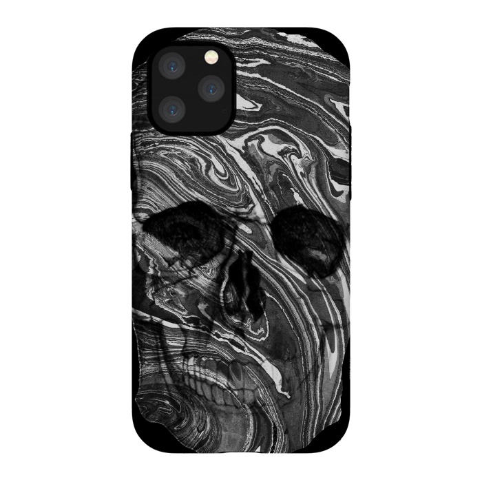 iPhone 11 Pro StrongFit Black and white marble skull - Halloween by Oana 