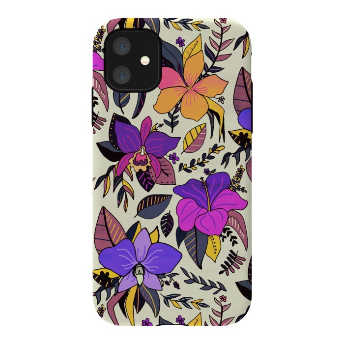 iPhone 11 StrongFit Sunset Tropical Floral by Tigatiga