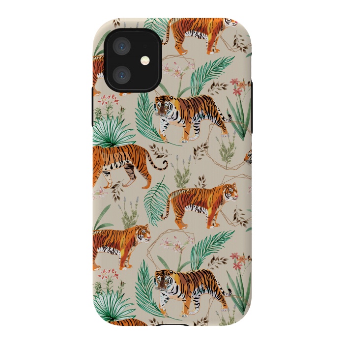 iPhone 11 StrongFit Tropical and Tigers by Uma Prabhakar Gokhale