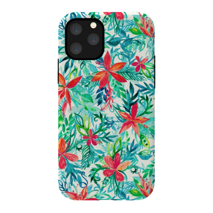 iPhone 11 Pro StrongFit Tropical Jungle Watercolor Floral by Micklyn Le Feuvre