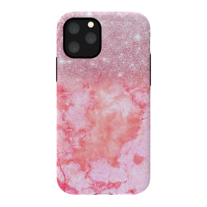 iPhone 11 Pro StrongFit Glitter on Pink Blush Agate  by  Utart