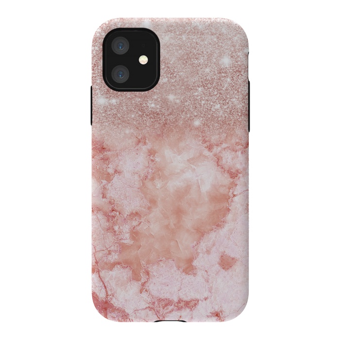 iPhone 11 StrongFit Glitter on Blush Agate by  Utart