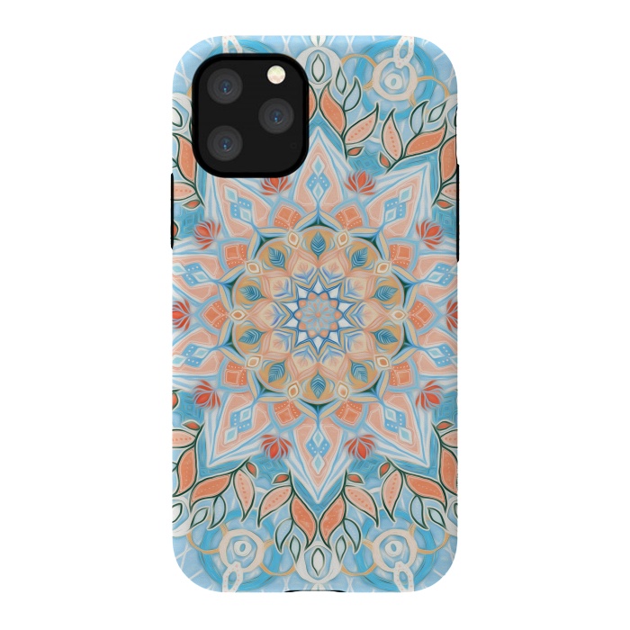 iPhone 11 Pro StrongFit Peach and Blue Pastel Mandala by Micklyn Le Feuvre