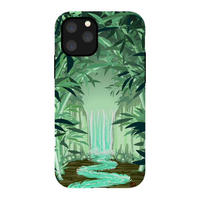 iPhone 11 Pro StrongFit Fluorescent Waterfall on Surreal Bamboo Forest  by BluedarkArt