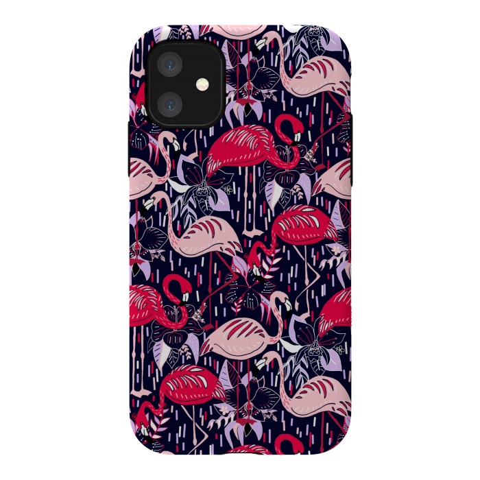 iPhone 11 StrongFit Fantasy Flamingos  by Tigatiga
