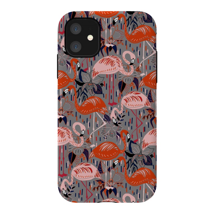 iPhone 11 StrongFit Flamingos  by Tigatiga