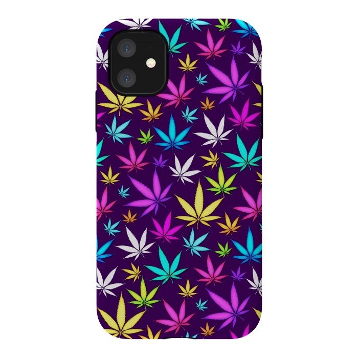 iPhone 11 StrongFit Colorful Weed Pattern by Art Design Works