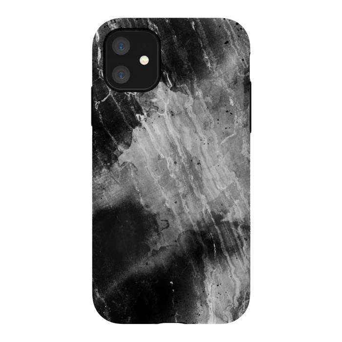 iPhone 11 StrongFit Black gray faded marble painting by Oana 