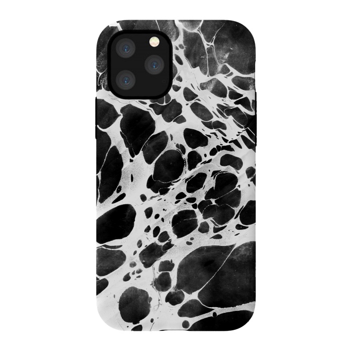 iPhone 11 Pro StrongFit Dark marble with white bubble ink lines by Oana 