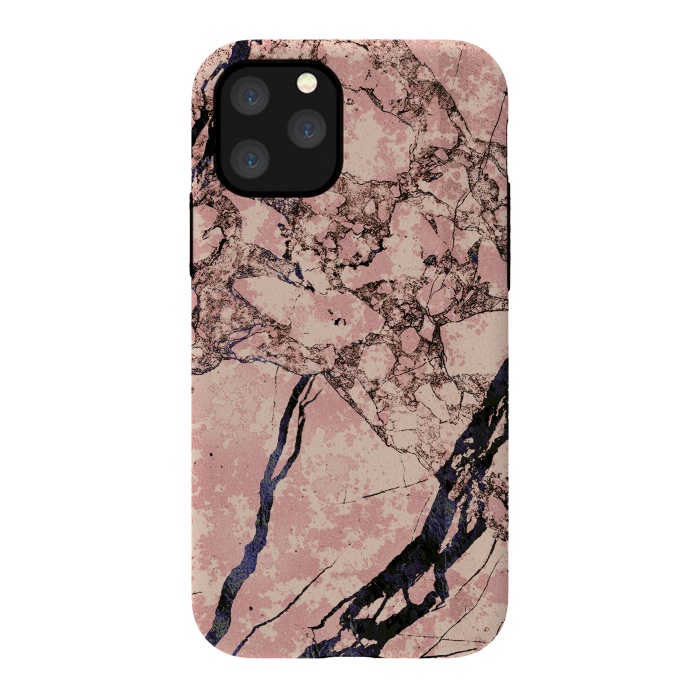 iPhone 11 Pro StrongFit Pink marble with dark cracks texture by Oana 
