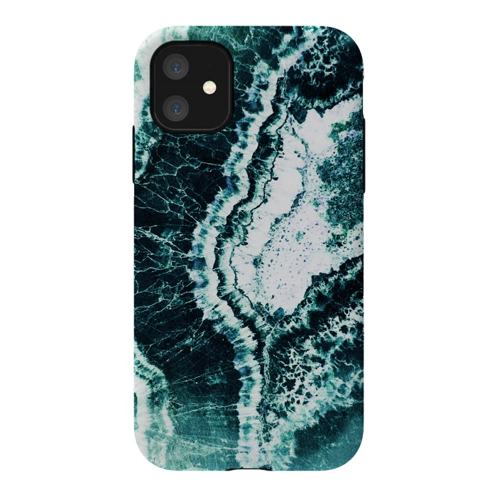 iPhone 11 StrongFit Emerald green agate marble art by Oana 