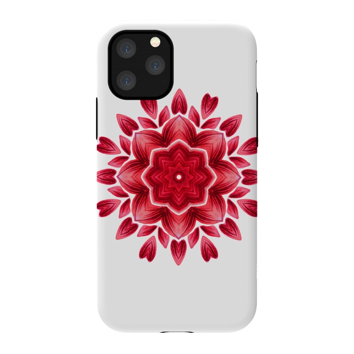 iPhone 11 Pro StrongFit Abstract Watercolor Rose Petal Floral Mandala by Boriana Giormova