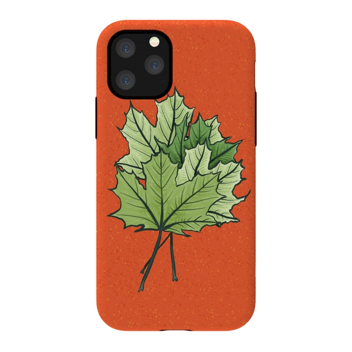 iPhone 11 Pro StrongFit Maple Leaves Digital Art In Green And Orange by Boriana Giormova