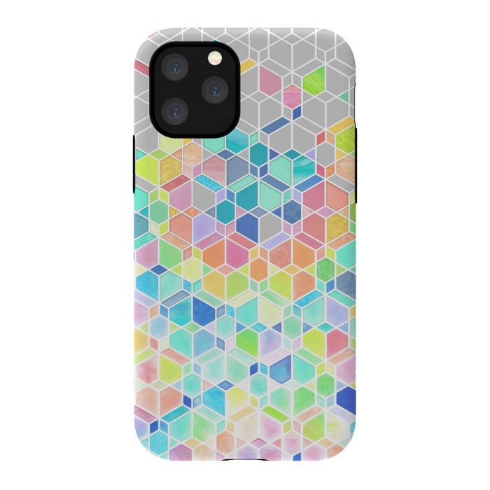 iPhone 11 Pro StrongFit Rainbow Cubes and Diamonds by Micklyn Le Feuvre