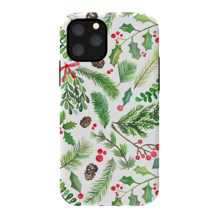 iPhone 11 Pro StrongFit Watercolor Christmas Greenery by Noonday Design