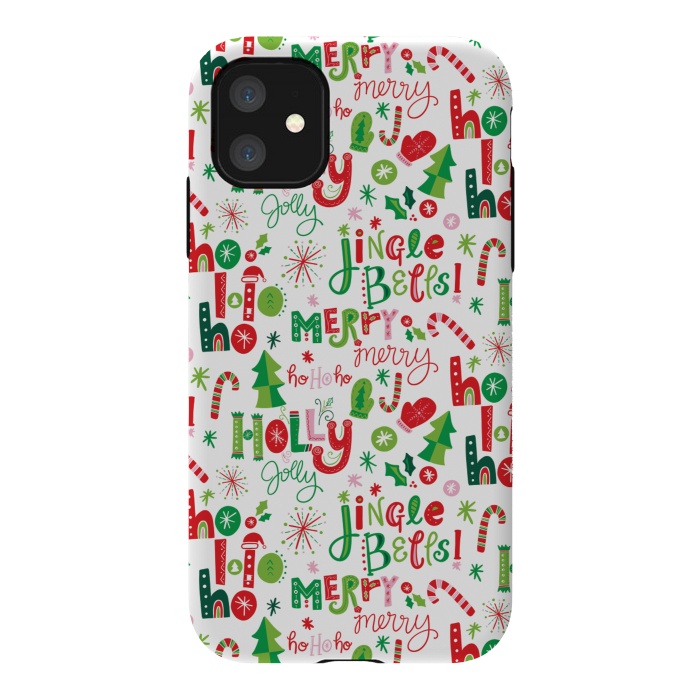 iPhone 11 StrongFit Festive Christmas Lettering by Noonday Design