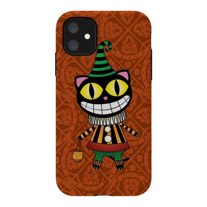 iPhone 11 StrongFit Cassiues Harlequin Cat by Mangulica