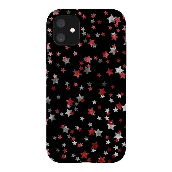 iPhone 11 StrongFit Rust copper and silver party stars by Oana 