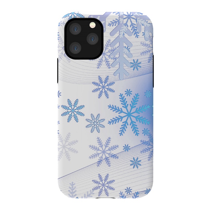 iPhone 11 Pro StrongFit Blue icy snowflakes - Christmas illustration by Oana 