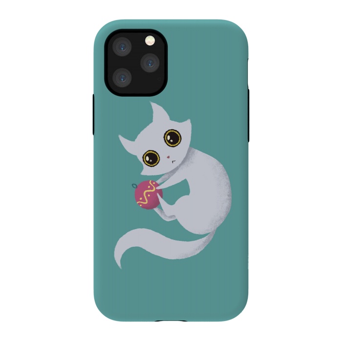 iPhone 11 Pro StrongFit Christmas kitty by Laura Nagel