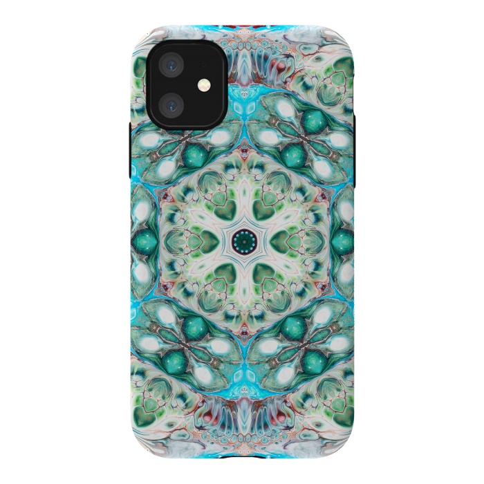 iPhone 11 StrongFit Coral Mandala by Creativeaxle