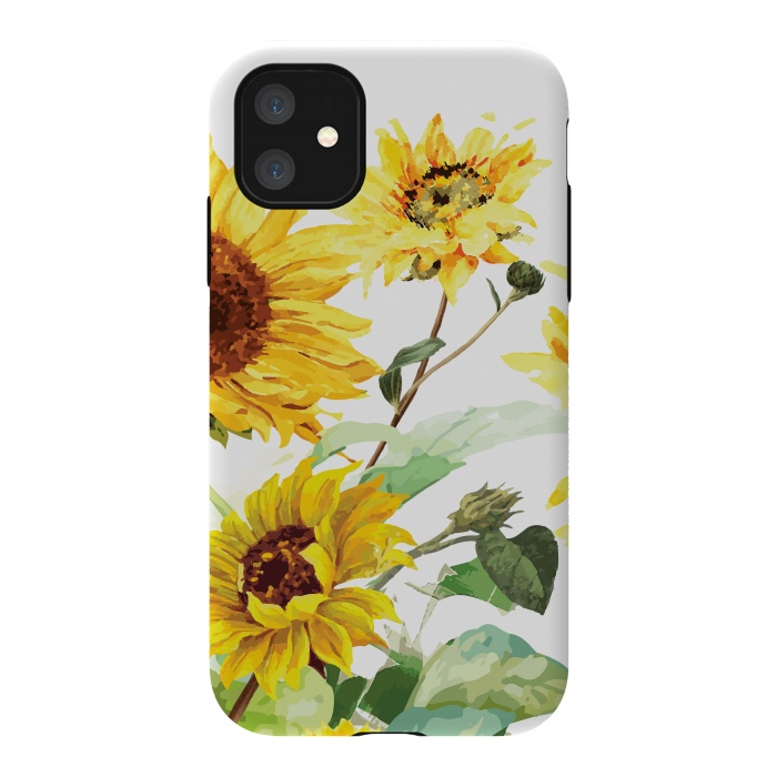 iPhone 11 StrongFit Watercolor Sunflower by Bledi