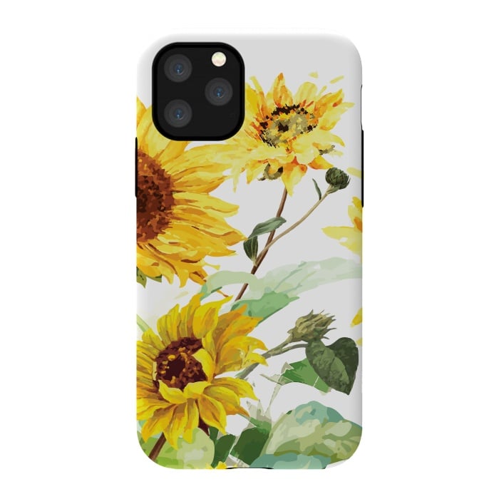 iPhone 11 Pro StrongFit Watercolor Sunflower by Bledi
