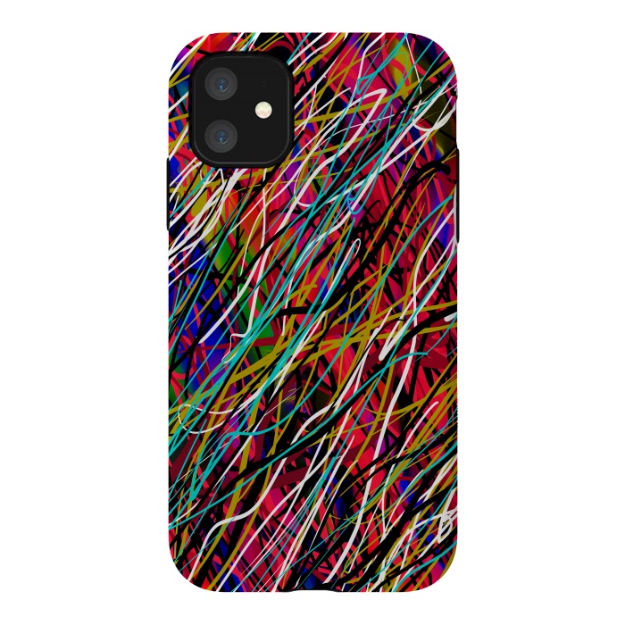 iPhone 11 StrongFit abstract lines art multicolour pop art  by Josie