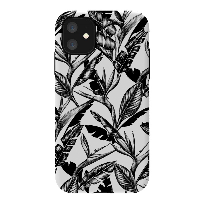 iPhone 11 StrongFit Black and White Strelitzia by gingerlique