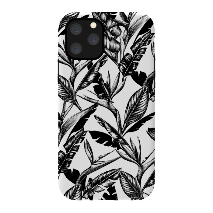 iPhone 11 Pro StrongFit Black and White Strelitzia by gingerlique