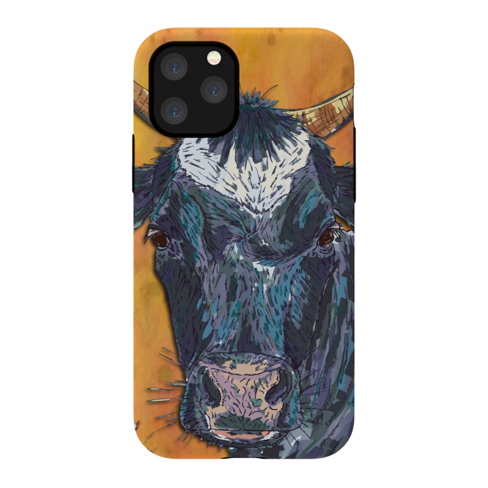 iPhone 11 Pro StrongFit Cow in Yellow by Lotti Brown