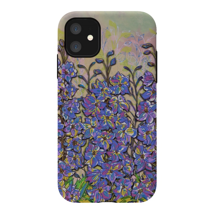 iPhone 11 StrongFit Darling Delphiniums by Lotti Brown