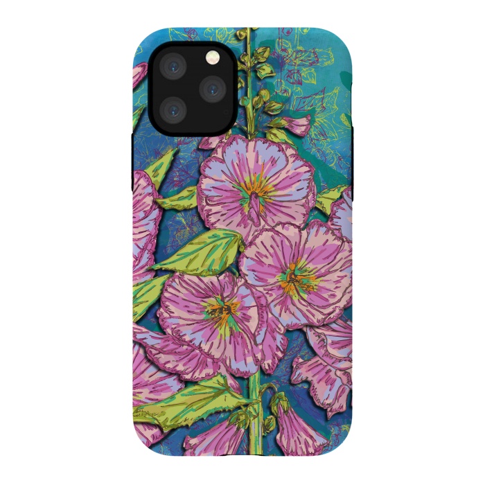 iPhone 11 Pro StrongFit Hollyhocks by Lotti Brown