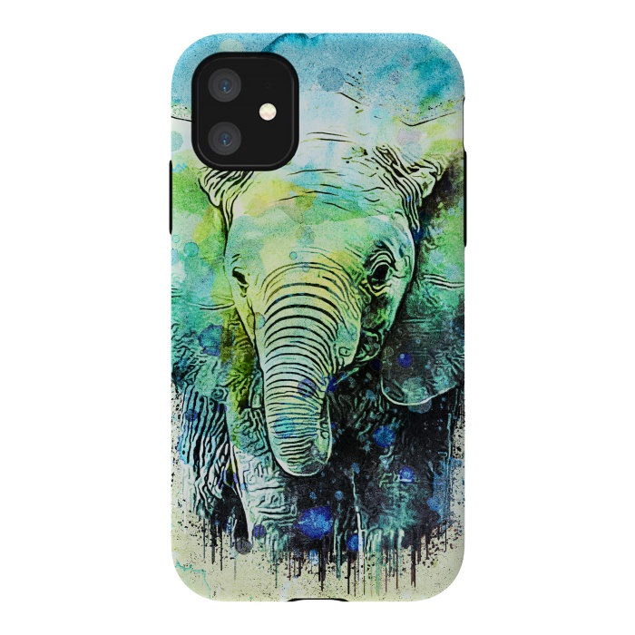 iPhone 11 StrongFit watercolor elephant by Ancello