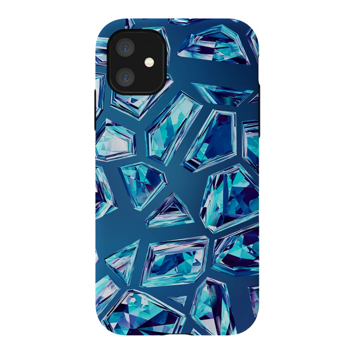 iPhone 11 StrongFit Blue Shattered Crystals by Art Design Works