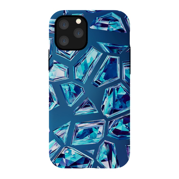 iPhone 11 Pro StrongFit Blue Shattered Crystals by Art Design Works