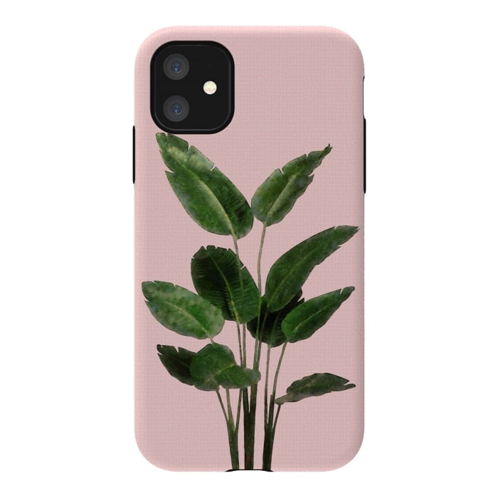 iPhone 11 StrongFit Bird of Paradise Plant on Pink by amini54