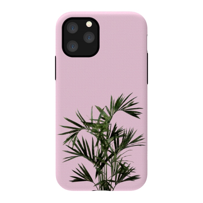 iPhone 11 Pro StrongFit Palm Plant on Pastel Pink Wall by amini54