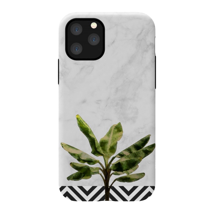 iPhone 11 Pro StrongFit Banana Plant on White Marble and Checker Wall by amini54