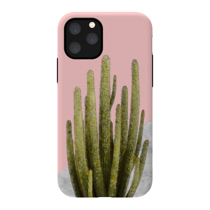iPhone 11 Pro StrongFit Cactus on Pink and Grey Marble Wall by amini54